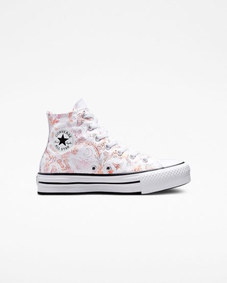 Pantofi Platforma Fete Converse Chuck Taylor All Star EVA Lift Butterfly Shine Inalti Albi Roz Negrii | RO HUNEI215